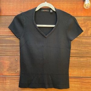 Ribbed Black Vneck Sweater Shirt